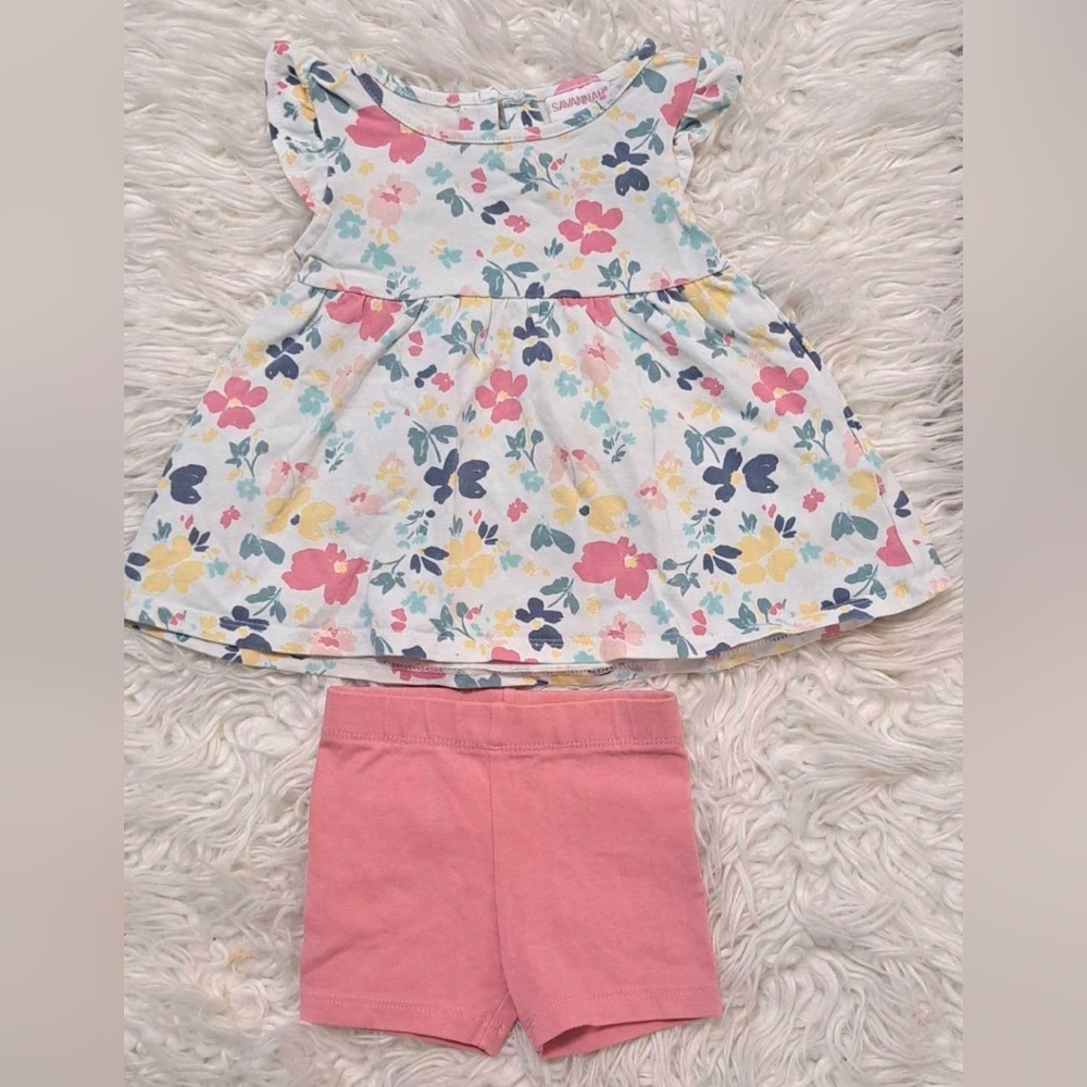 Brand New Floral Top with Pink Shorts Set